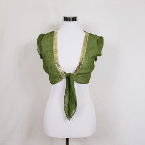 Twenty One Green Sheer Shrug Gold Sequin